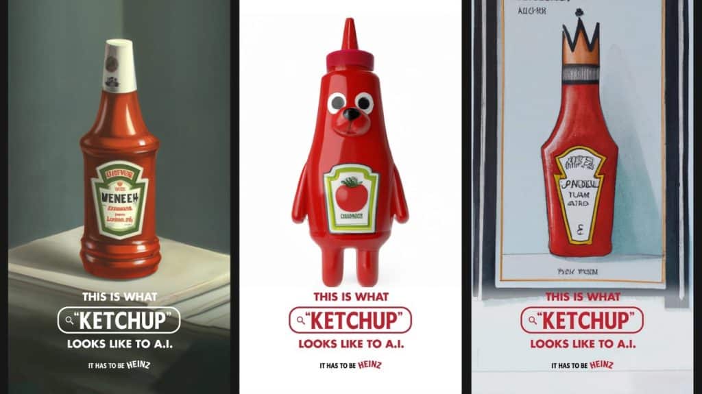 Diseño gráfico de la marca Heinz desarrollado por una Inteligencia Artificial